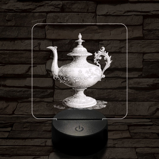 Díszes teáskancsó 7 színű valósághű 3D led lámpa