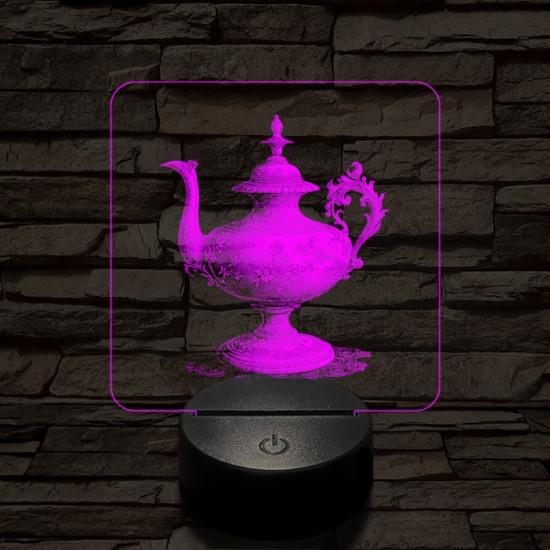 Díszes teáskancsó 7 színű valósághű 3D led lámpa
