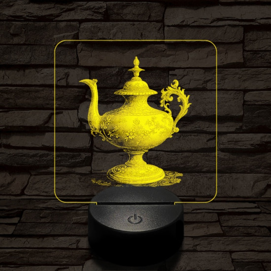 Díszes teáskancsó 7 színű valósághű 3D led lámpa