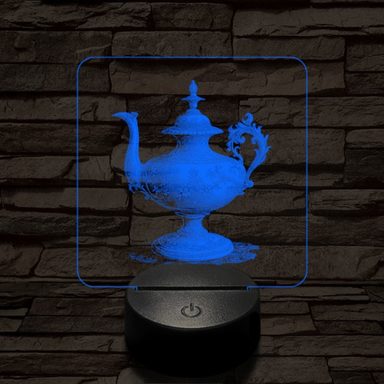 Díszes teáskancsó 7 színű valósághű 3D led lámpa