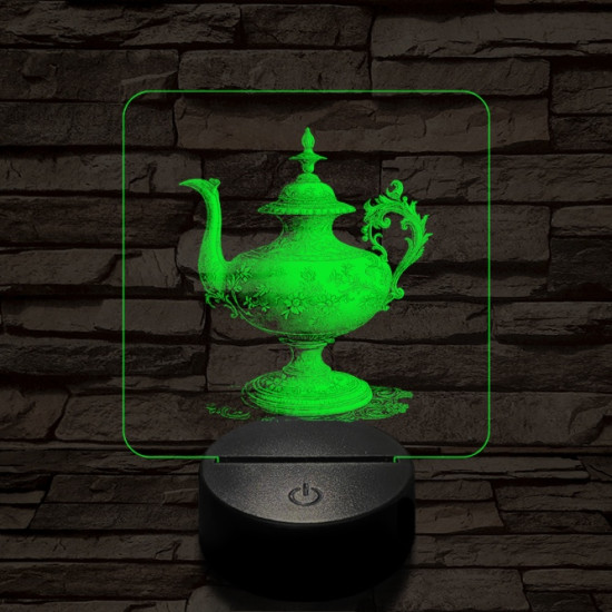 Díszes teáskancsó 7 színű valósághű 3D led lámpa