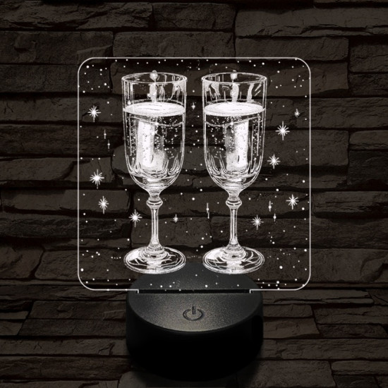 Ünneplés pezsgővel 7 színű valósághű 3D led lámpa