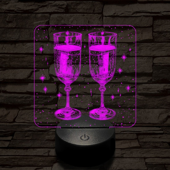 Ünneplés pezsgővel 7 színű valósághű 3D led lámpa