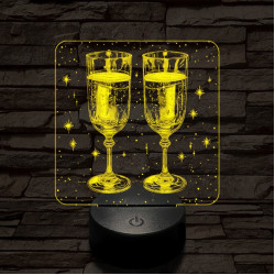 Ünneplés pezsgővel 7 színű valósághű 3D led lámpa