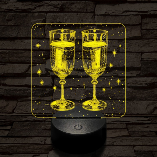 Ünneplés pezsgővel 7 színű valósághű 3D led lámpa