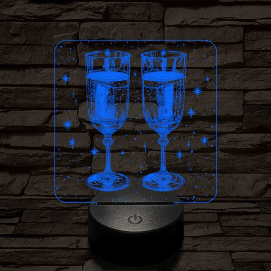 Ünneplés pezsgővel 7 színű valósághű 3D led lámpa