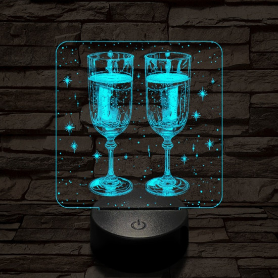 Ünneplés pezsgővel 7 színű valósághű 3D led lámpa