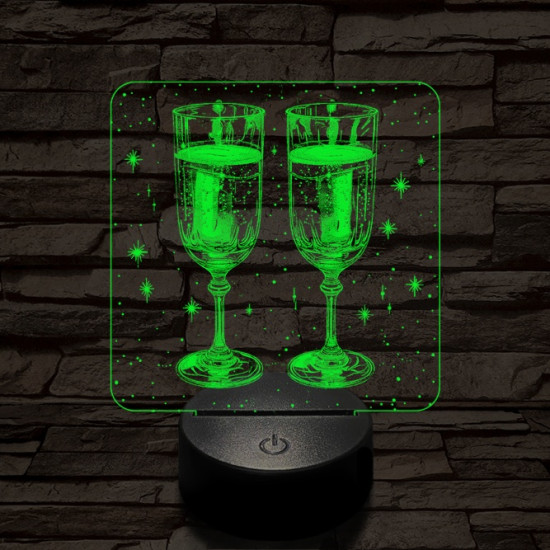 Ünneplés pezsgővel 7 színű valósághű 3D led lámpa