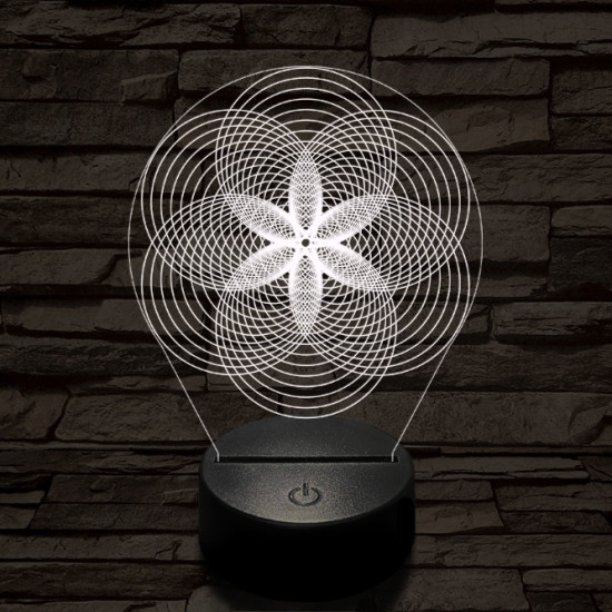 Gráf virág 7 színű  3D led lámpa