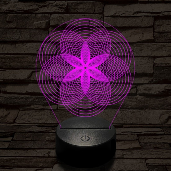 Gráf virág 7 színű  3D led lámpa