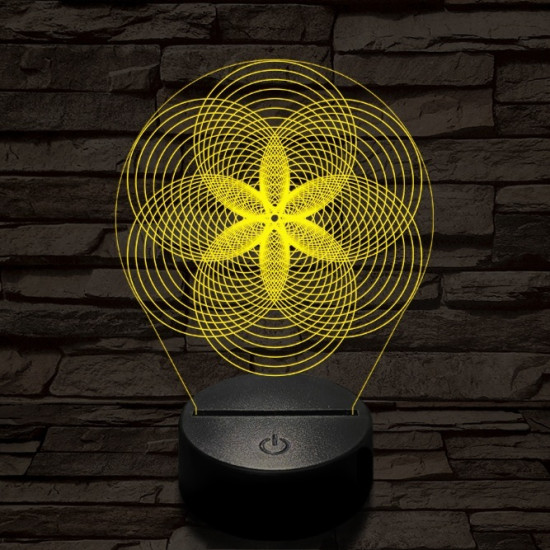 Gráf virág 7 színű  3D led lámpa