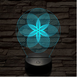 Gráf virág 7 színű  3D led lámpa