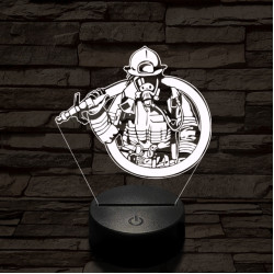 Tűzoltó lánglovag 7 színű  3D led lámpa