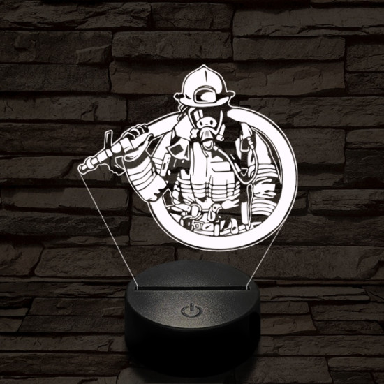 Tűzoltó lánglovag 7 színű  3D led lámpa