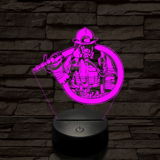 Tűzoltó lánglovag 7 színű  3D led lámpa