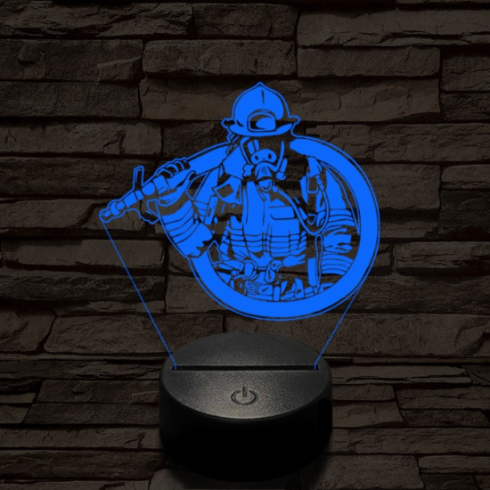 Tűzoltó lánglovag 7 színű  3D led lámpa