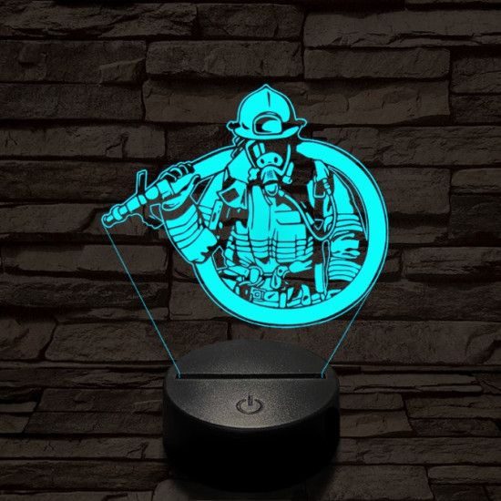 Tűzoltó lánglovag 7 színű  3D led lámpa