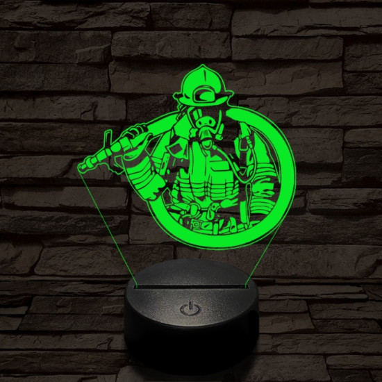 Tűzoltó lánglovag 7 színű  3D led lámpa
