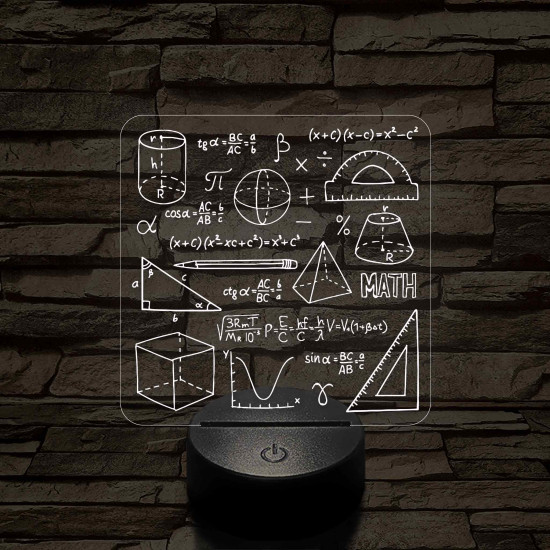 Matematika Szerelmeseinek 7 színű 3D led lámpa
