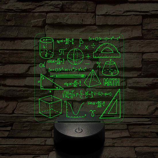 Matematika Szerelmeseinek 7 színű 3D led lámpa