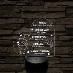 Micimackó és Malacka - 7 színű, színváltós 3D LED lámpa