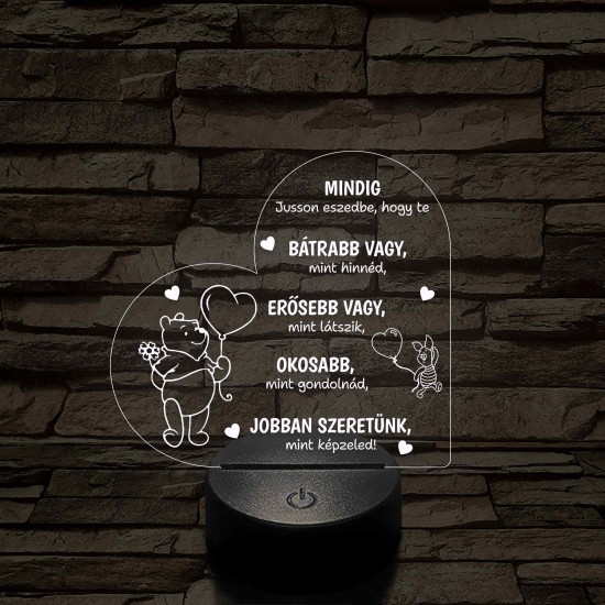 Micimackó és Malacka - 7 színű, színváltós 3D LED lámpa