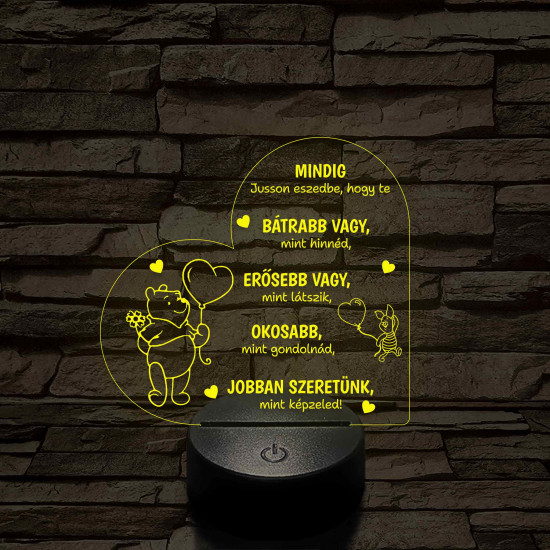 Micimackó és Malacka - 7 színű, színváltós 3D LED lámpa