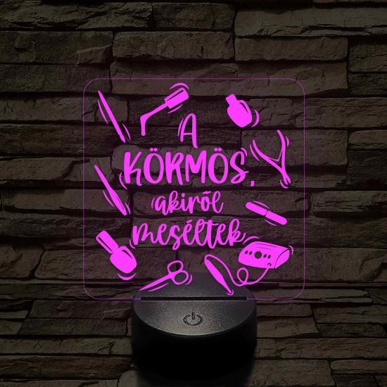 A körmös, akiről beszéltek – 7 színű, színváltós 3D LED lámpa