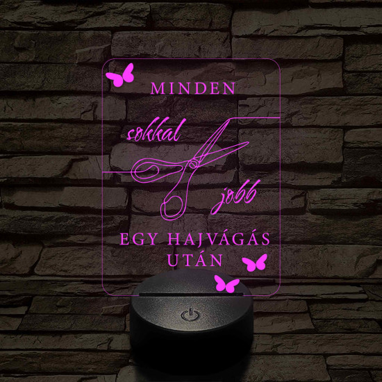 Minden jobb egy hajvágás után – 7 színű, színváltós fodrász 3D LED lámpa
