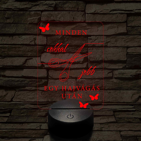 Minden jobb egy hajvágás után – 7 színű, színváltós fodrász 3D LED lámpa