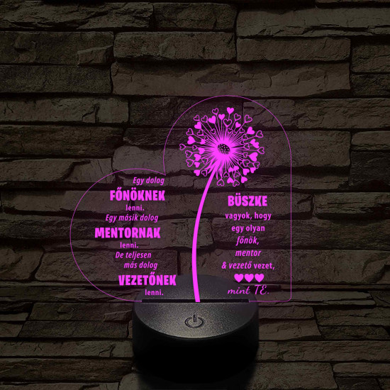 Főnök – Mentor – Vezető – 7 színű, színváltós 3D LED lámpa (egyes számban)