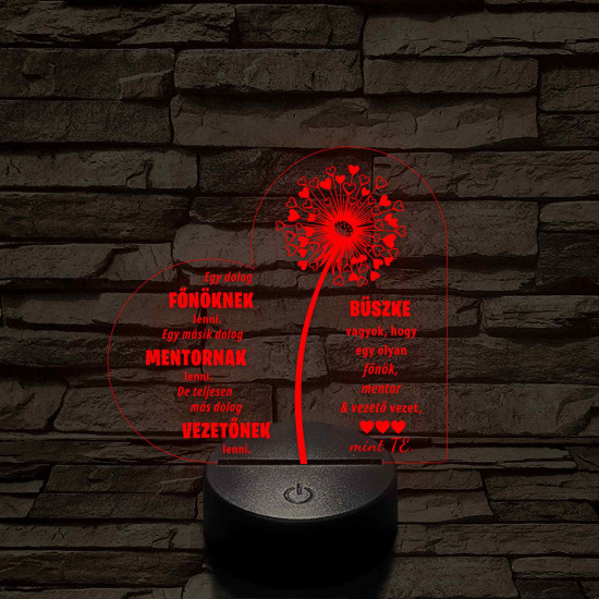 Főnök – Mentor – Vezető – 7 színű, színváltós 3D LED lámpa (egyes számban)