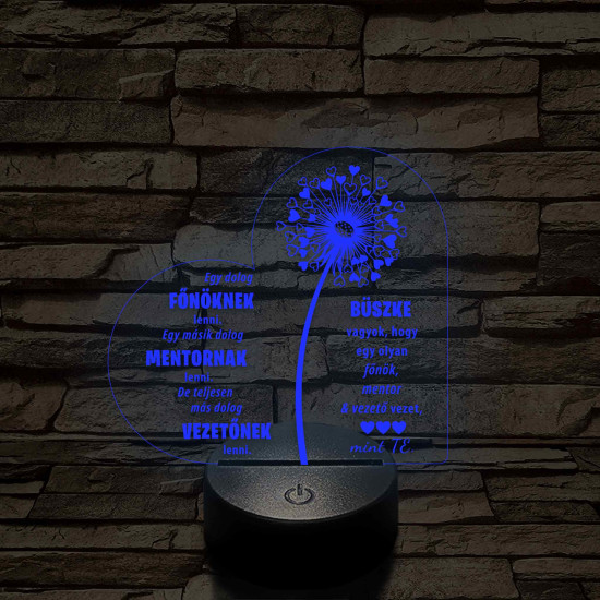 Főnök – Mentor – Vezető – 7 színű, színváltós 3D LED lámpa (egyes számban)