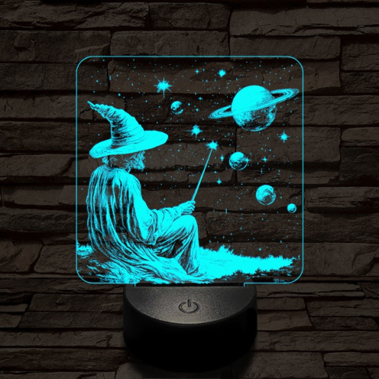Űrvarázsló 7 színű, színváltós, valósághű  3D led lámpa
