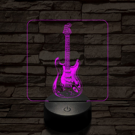 Szólógitár 7 színű valósághű 3D led lámpa