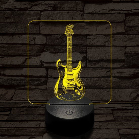 Szólógitár 7 színű valósághű 3D led lámpa