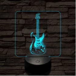 Szólógitár 7 színű valósághű 3D led lámpa