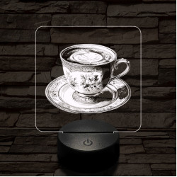 Kávé esztétika 7 színű, színváltós valósághűen gravírozott 3D led lámpa