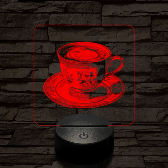 Kávé esztétika 7 színű, színváltós valósághűen gravírozott 3D led lámpa