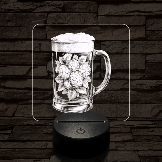 Komló leve 7 színű, valósághűen gravírozott 3D led lámpa