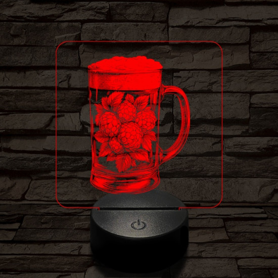 Komló leve 7 színű, valósághűen gravírozott 3D led lámpa