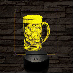 Komló leve 7 színű, valósághűen gravírozott 3D led lámpa