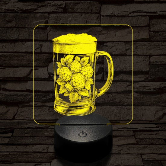 Komló leve 7 színű, valósághűen gravírozott 3D led lámpa