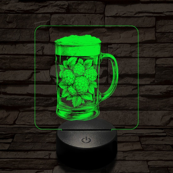 Komló leve 7 színű, valósághűen gravírozott 3D led lámpa