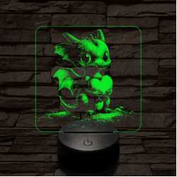 Szerelmetes kissárkány 7 színű valósághű 3D led lámpa