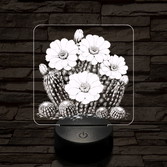 Virágzó kaktusz 7 színű valósághű 3D led lámpa