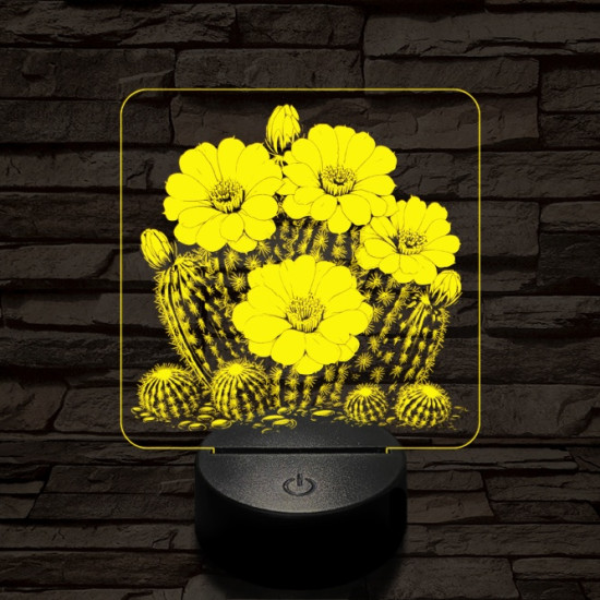 Virágzó kaktusz 7 színű valósághű 3D led lámpa