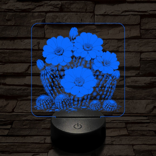 Virágzó kaktusz 7 színű valósághű 3D led lámpa