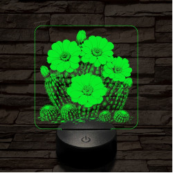 Virágzó kaktusz 7 színű valósághű 3D led lámpa