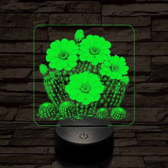 Virágzó kaktusz 7 színű valósághű 3D led lámpa